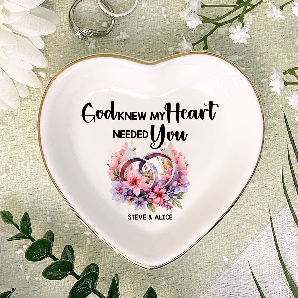 God Knew My Heart Needed You | Personalized Heart Shaped Jewelry Dish