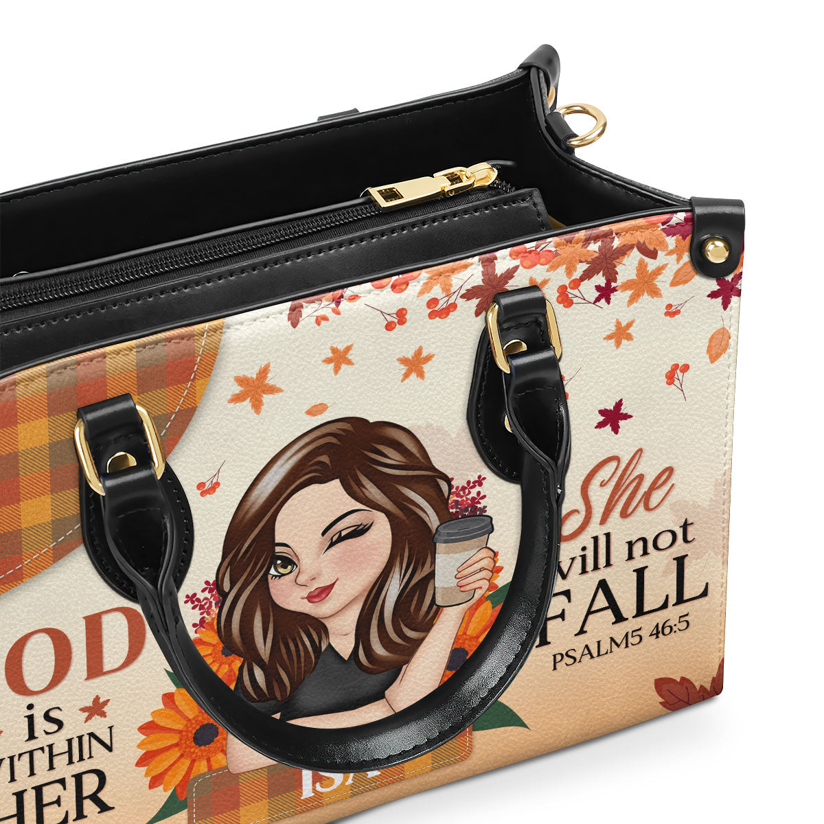 God Is Within Her She Will Not Fall | Personalized Leather Handbag JSLHBPPA1275M