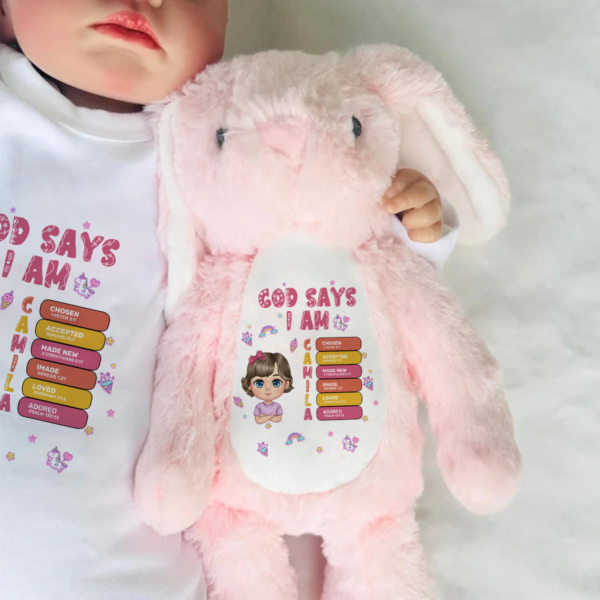 God Says I Am | Personalized Stuffed Bunny