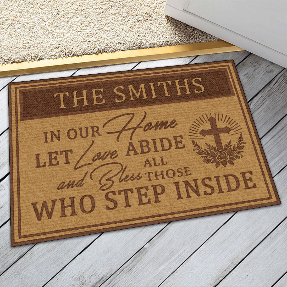 Bless All Those Who Step Inside | Personalized Doormat JSDMHLPA1809M