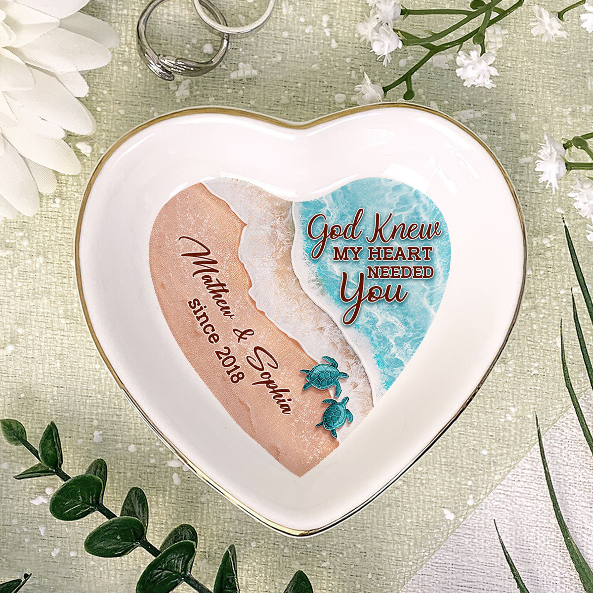 God Knew My Heart Needed You | Personalized Heart Shaped Jewelry Dish