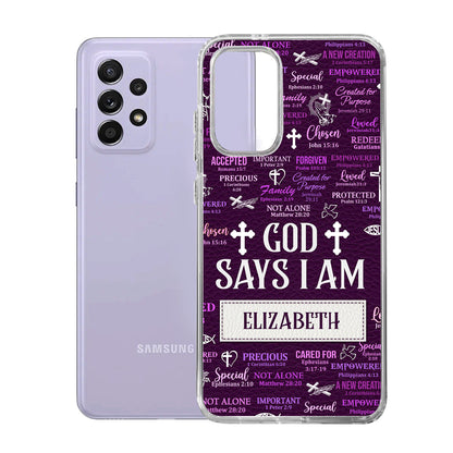 God Says I Am | Personalized Clear Silicone Phone Case