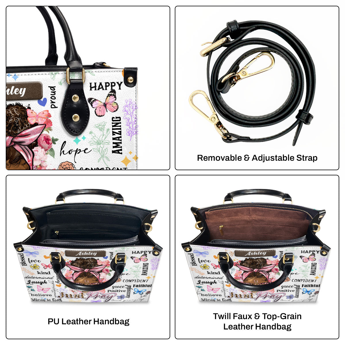 Just Pray | Personalized Leather Handbag JSLHBHLHA1366M