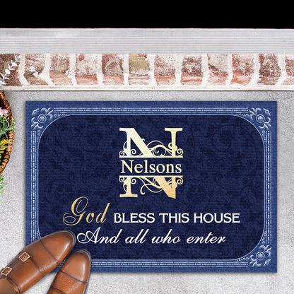 God Bless This House And All Who Enter | Personalized Doormat JSDMPHA1596D