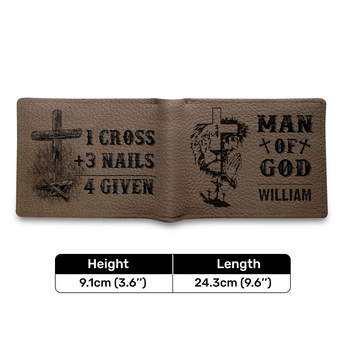 1 Cross 3 Nails 4 Given | Personalized Folded Wallet For Men