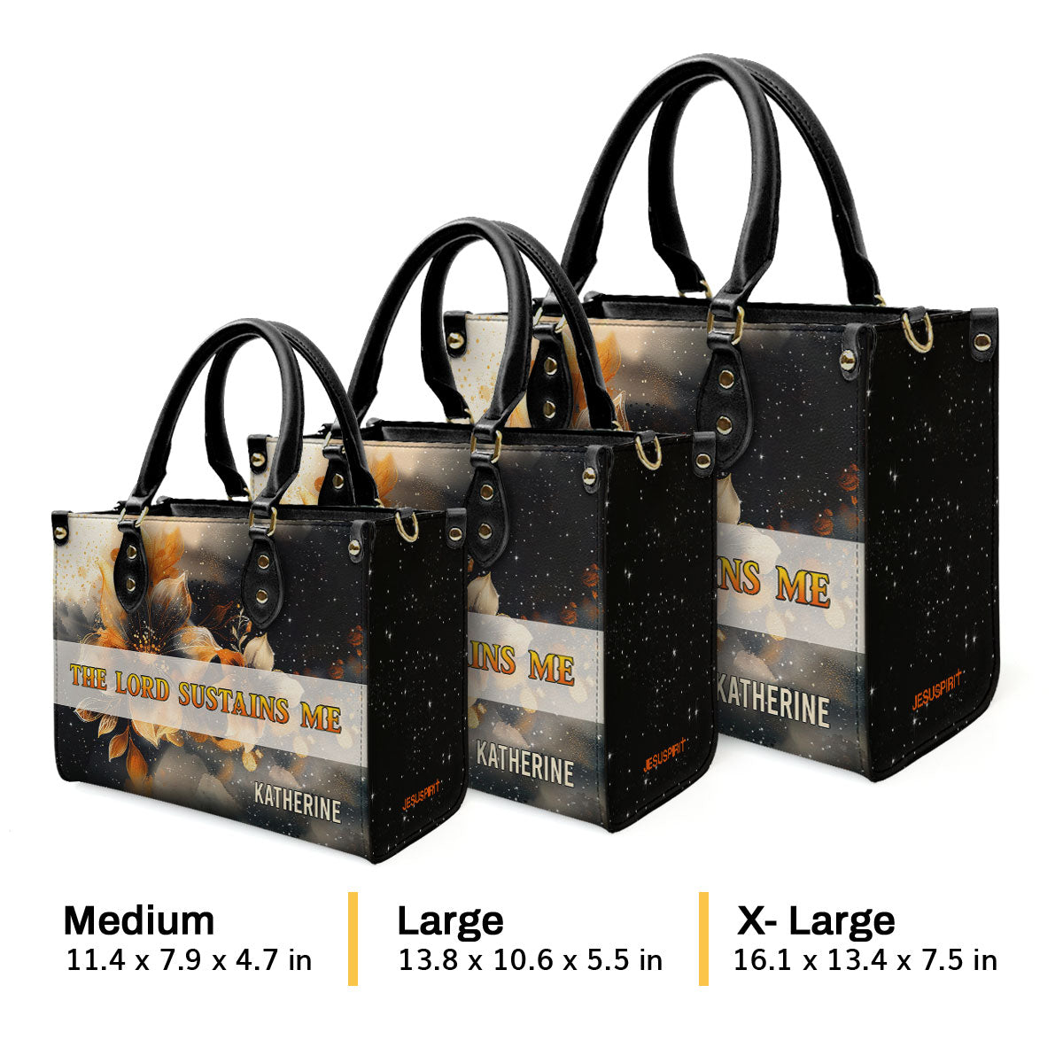Jesuspirit | Personalized Leather Handbag With Zipper | The Lord Sustains Me LHBM783
