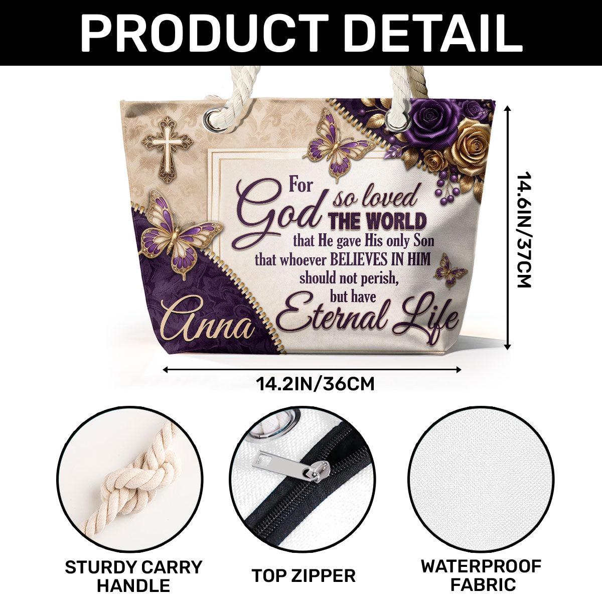 For God So Loved The World | Personalized Beach Bag