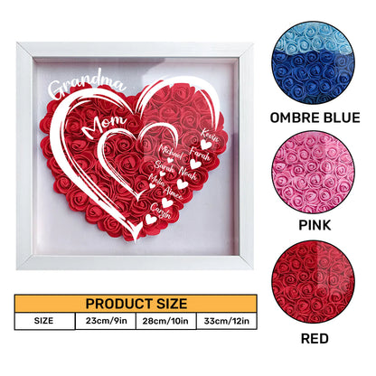 Mommy's Hearts  | Personalized Heart Flower Shadow Box