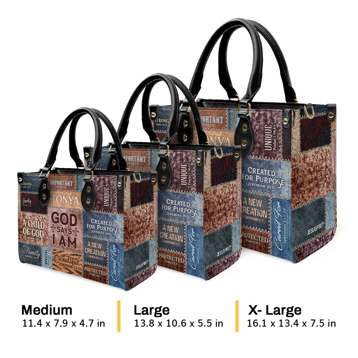 Jesuspirit | Personalized Leather Handbag With Zipper | God Says I Am LHBM793