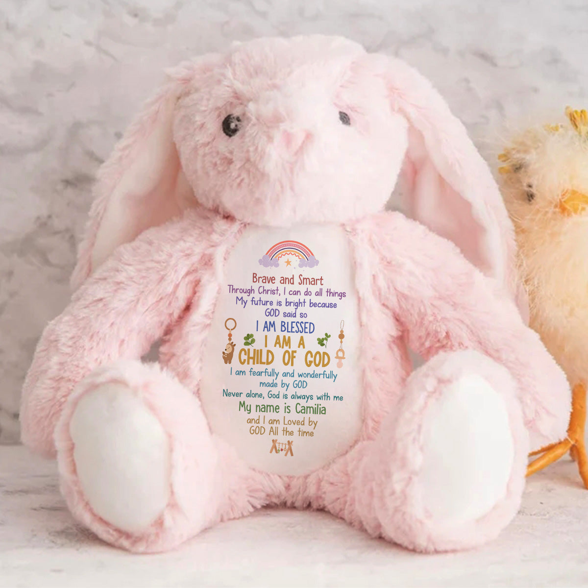 I Can Do All Things Through Christ - Personalized Stuffed Bunny