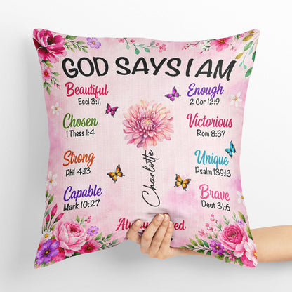 God Says I Am | Personalized Crystal Velvet Pillow
