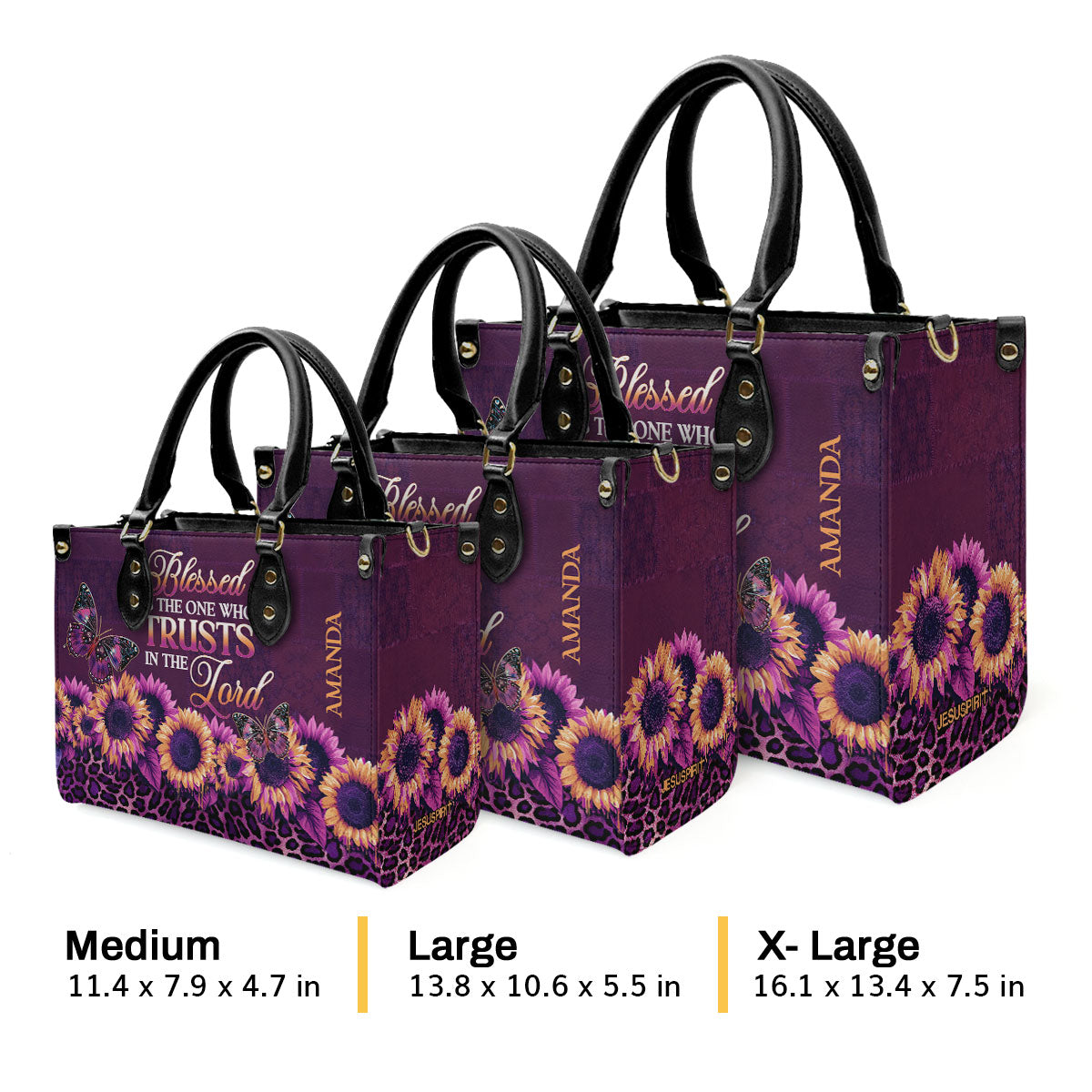 Jesuspirit | Personalized Leather Handbag With Zipper | Blessed Is The One Who Trusts In The Lord LHBM795