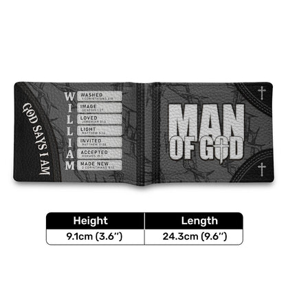 God Says I Am | Personalized Leather Folded Wallet