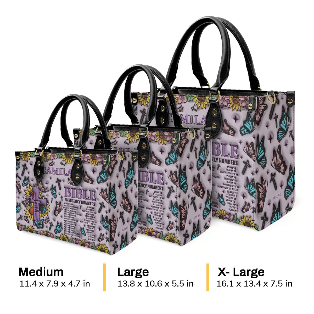 Bible Emergency Numbers | Personalized Leather Handbag JSLHBHA14