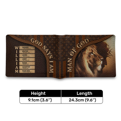 Man Of God Vintage With Lion| Personalized Folded Wallet For Men