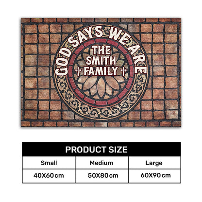 God Says We Are  | Personalized Doormat