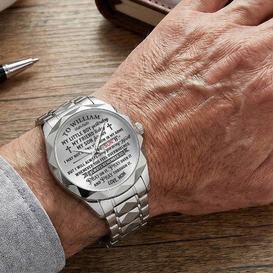 Pray On It Pray Over It Pray Through It | Personalized Men's Wrist Watch