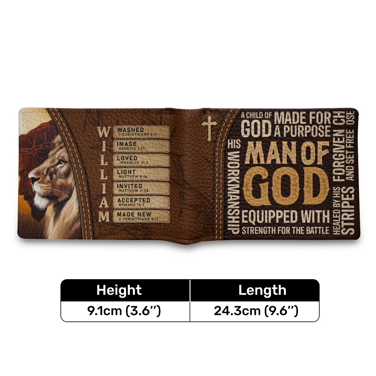 Man Of God | Personalized Leather Folded Wallet