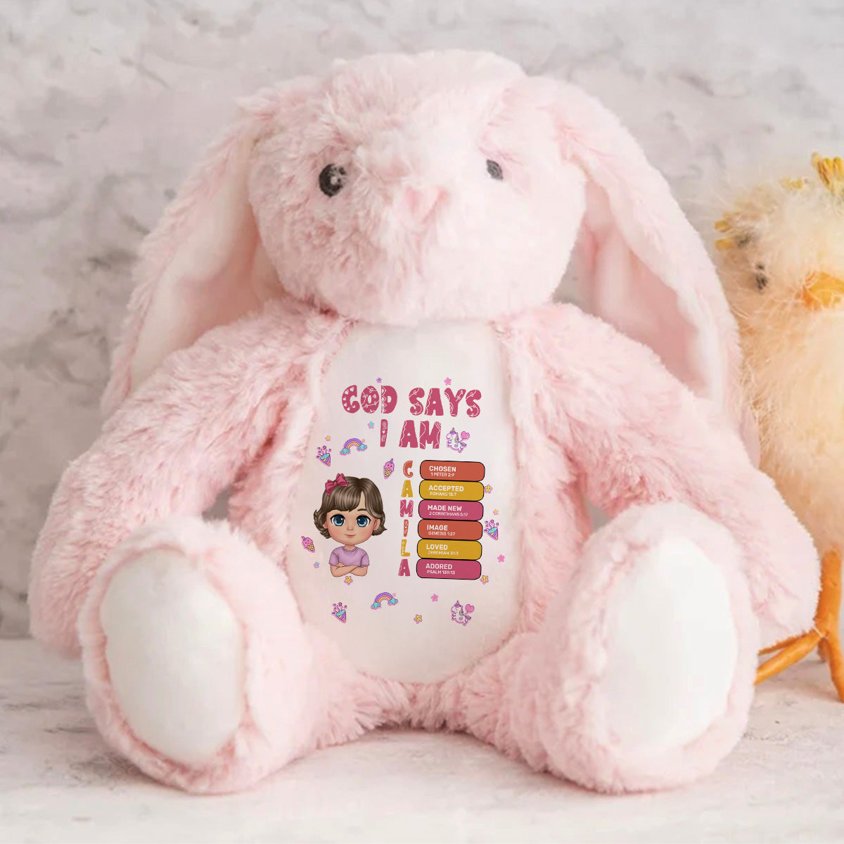 God Says I Am | Personalized Stuffed Bunny
