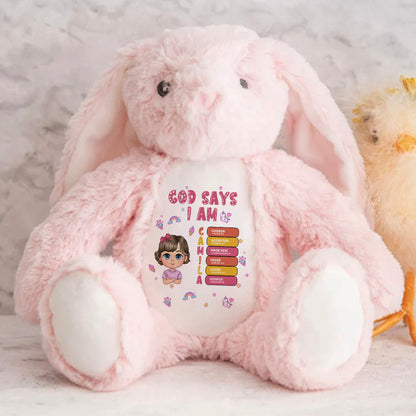God Says I Am | Personalized Stuffed Bunny