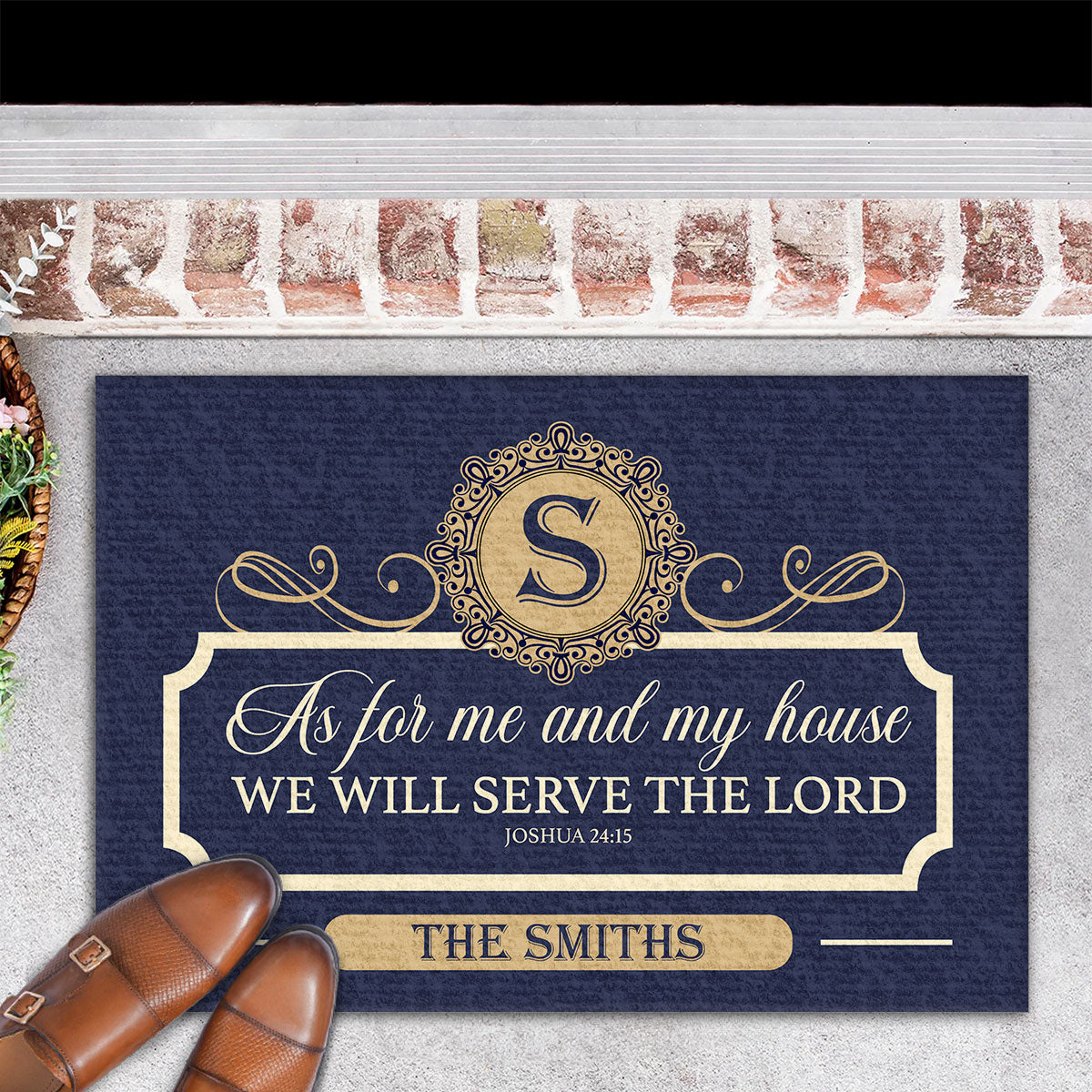 As For Me And My House We Will Serve The Lord | Personalized Doormat JSDMPH1406M