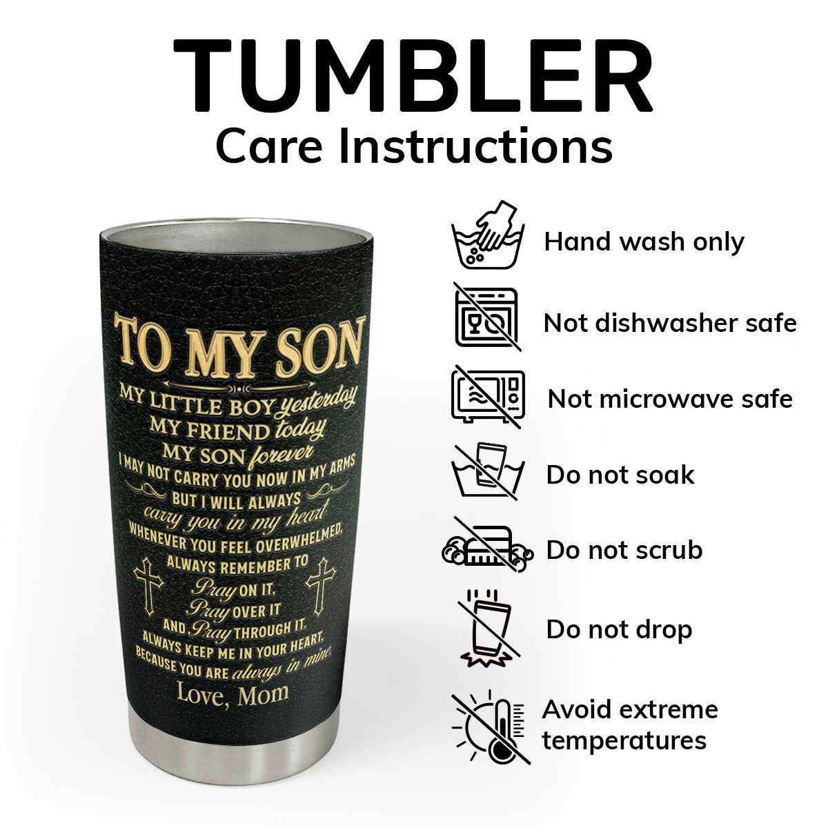 To My Son My Grandson Pray On It Pray Over It Pray Through It | Personalized Stainless Steel Tumbler
