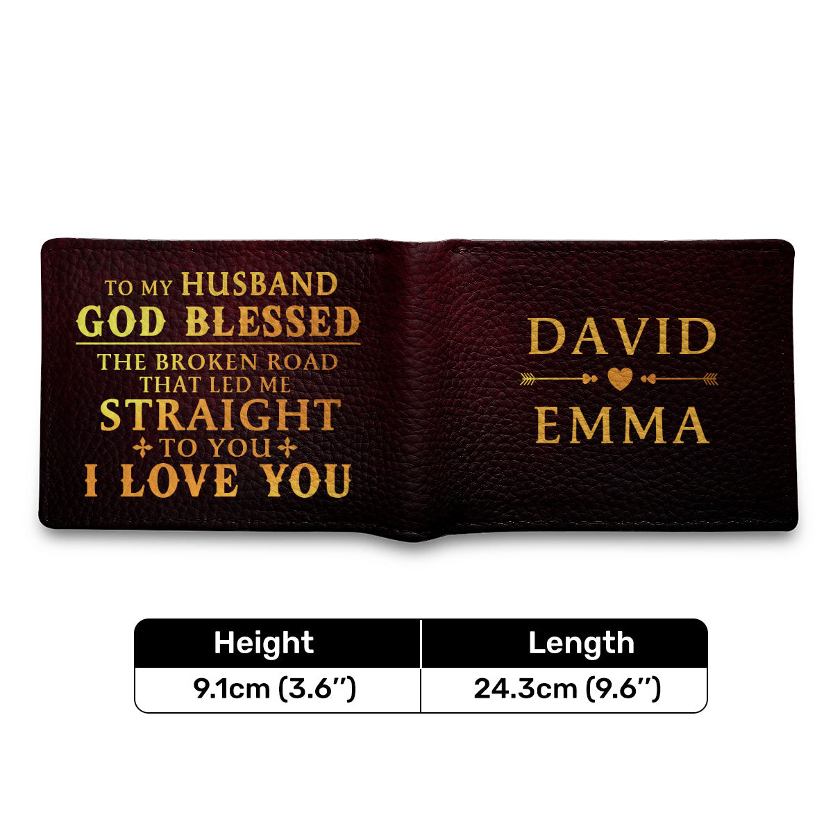 To My Husband God Blessed The Broken Road | Personalized Folded Wallet For Men