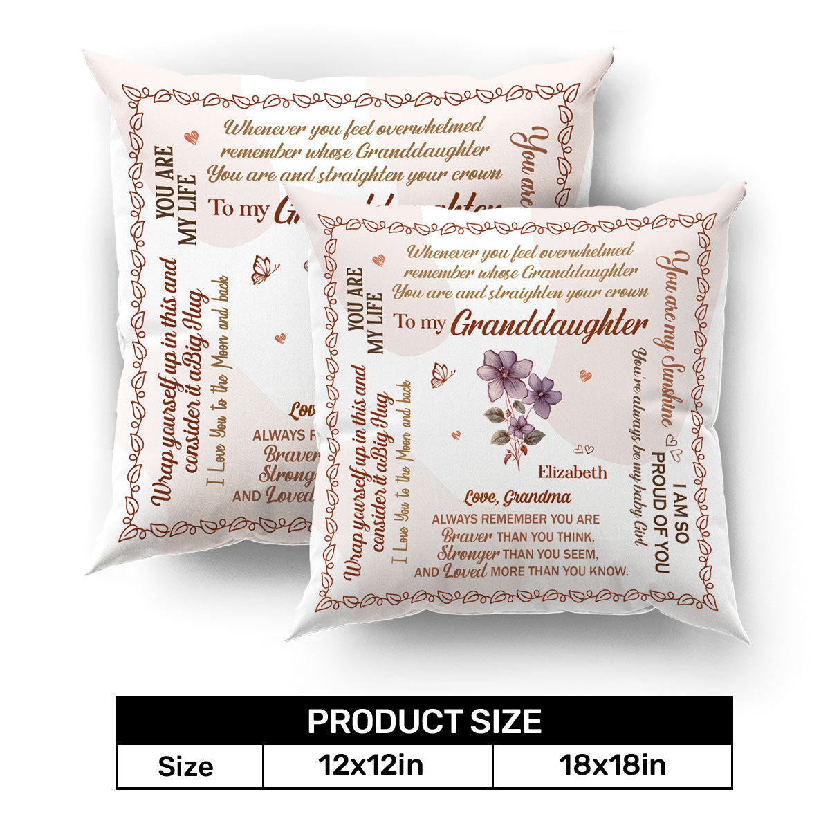 To My Daughter/Granddaughter Birth Month Flowers | Personalized Crystal Velvet Pillow