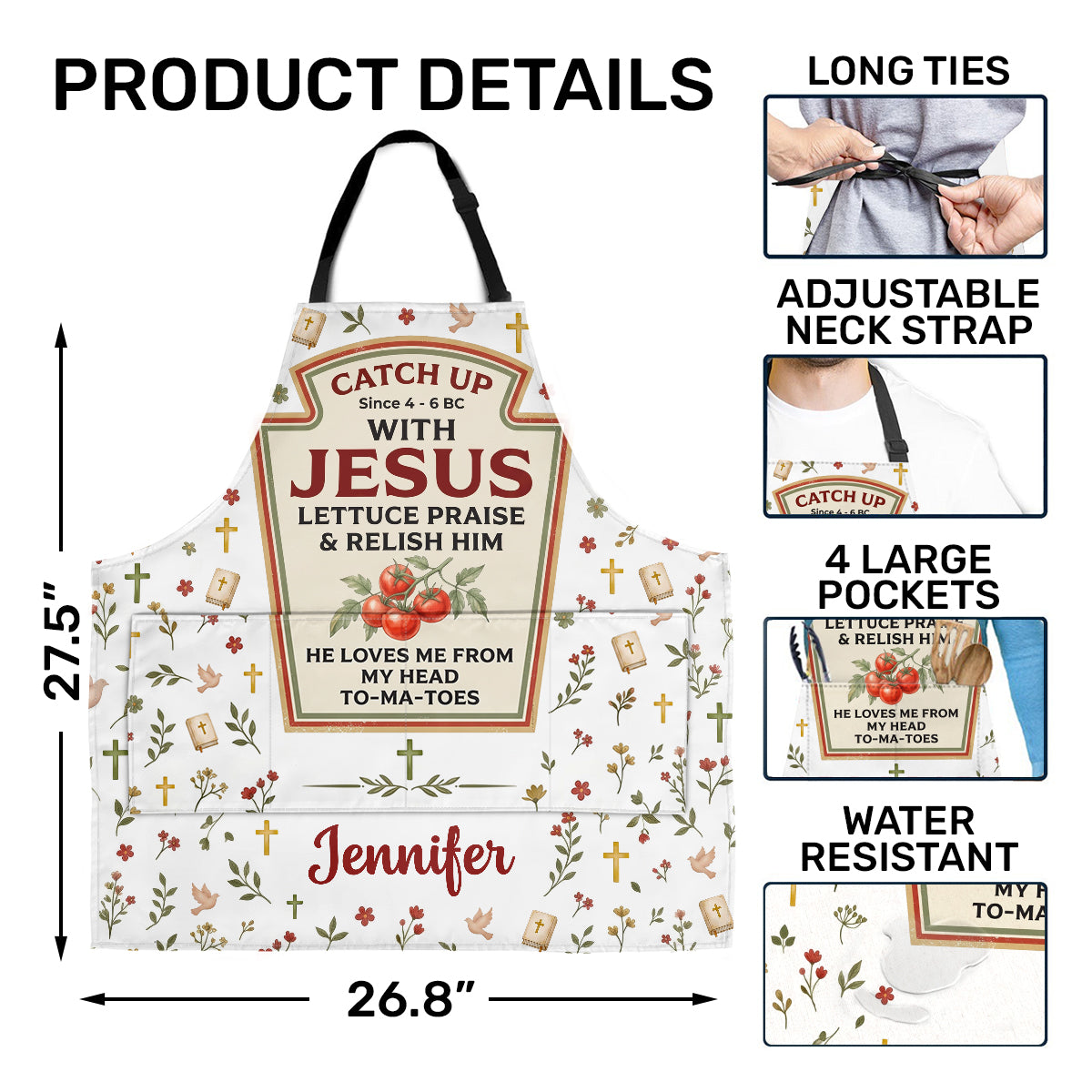 He Loves Me From My Head To My Tomatoes | Personalized Apron With Pocket