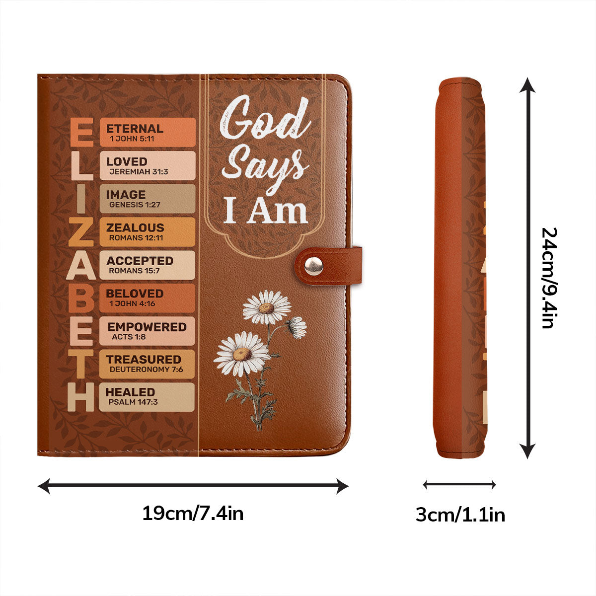 God Says I Am | Personalized Leather Notebook Cover With Pocket