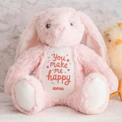 You Make Me Happy | Personalized Stuffed Bunny