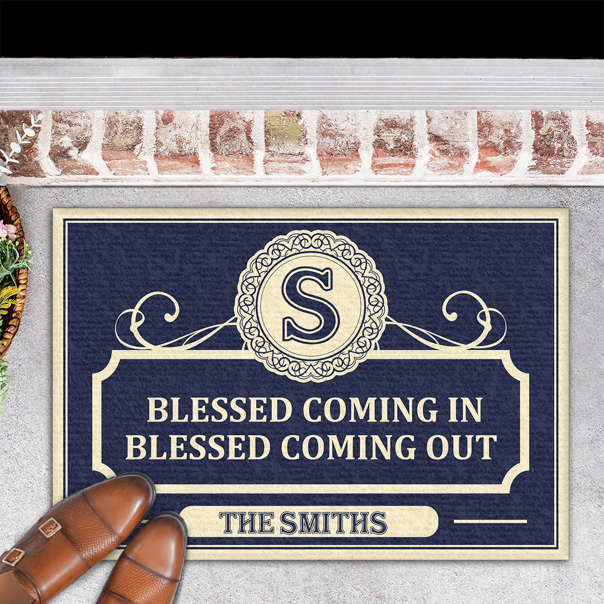 Blessed Coming In Blessed Coming Out | Personalized Doormat JSDMPTN1598TA