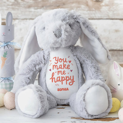 You Make Me Happy | Personalized Stuffed Bunny