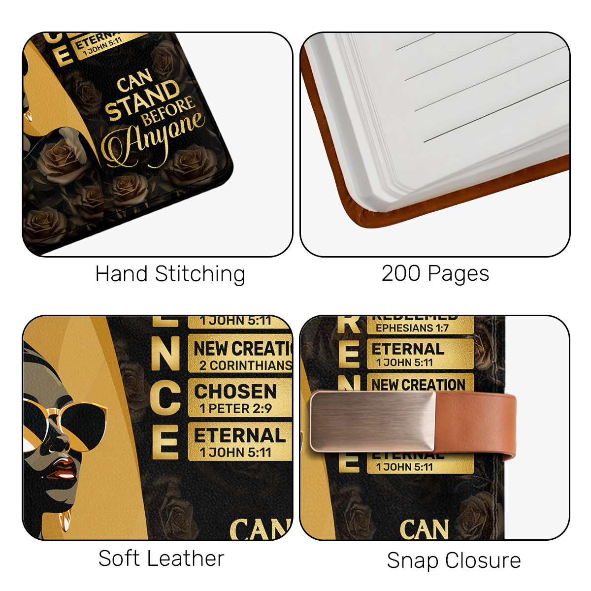 She Who Kneels Before God Can Stand Before Anyone | Personalized Leather Notebook & Pen Set