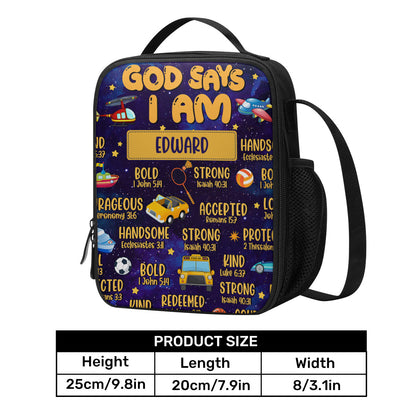 God Says I Am | Personalized Lunch Box Bag JSLBBPH1302D