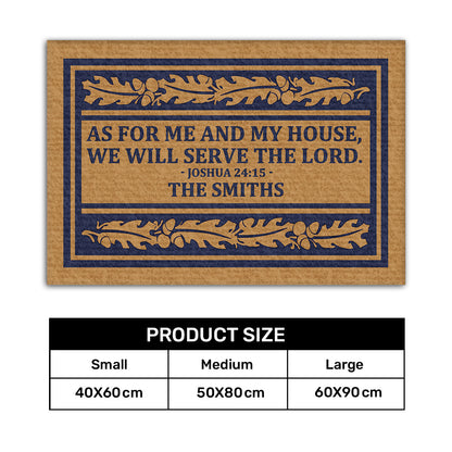 As For Me And My House We Will Serve The Lord | Personalized Doormat JSDMPM1597L