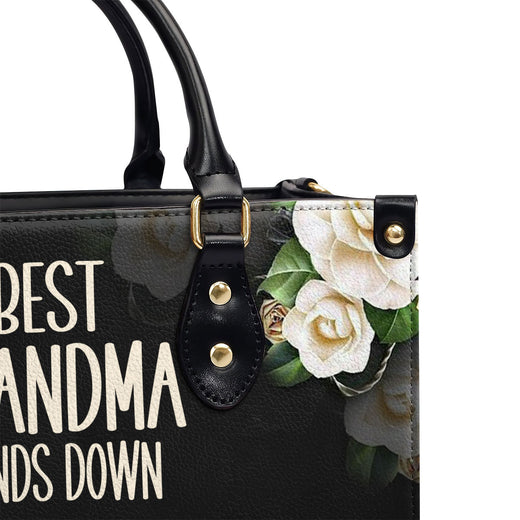 Best Grandma Hands Down | Personalized Leather Handbag With Zipper LHBH835