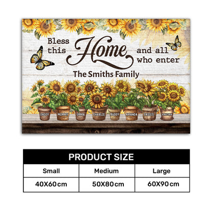 Bless This Home Sunflowers | Personalized Doormat JSDMHLTN1795L