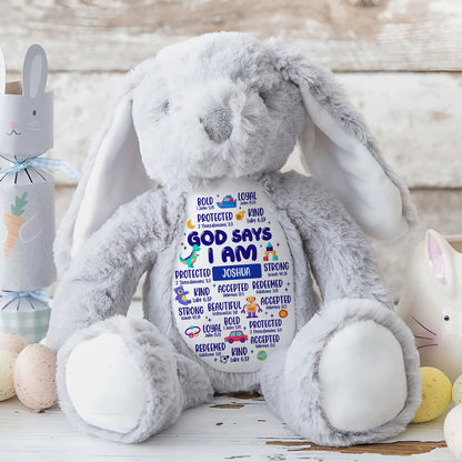 God Says I Am | Personalized Stuffed Bunny