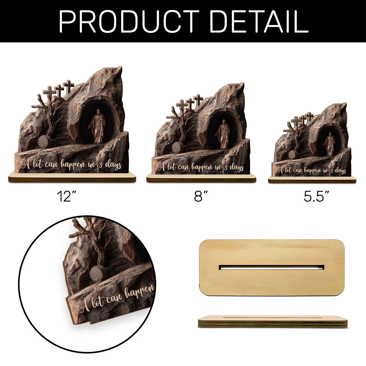 A Lot Can Happen In 3 Days |  2-Layer Wood Plaque With Flat Base