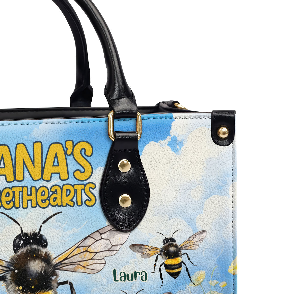 Nana's Sweethearts | Personalized Leather Handbag With Zipper LHBH838