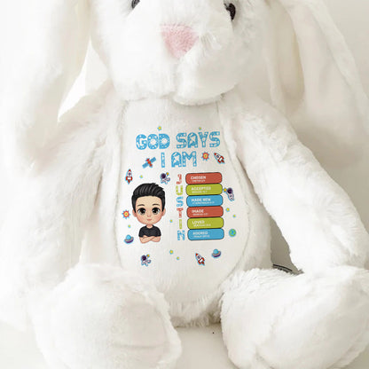 God Says I Am | Personalized Stuffed Bunny