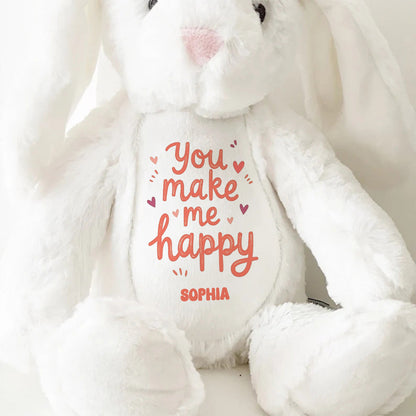 You Make Me Happy | Personalized Stuffed Bunny