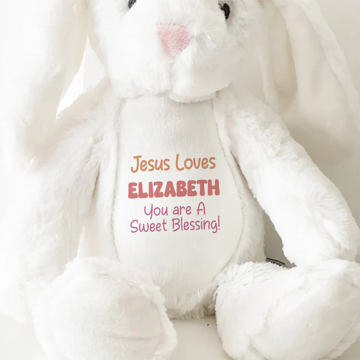 Jesus Loves Me - Personalized Stuffed Bunny