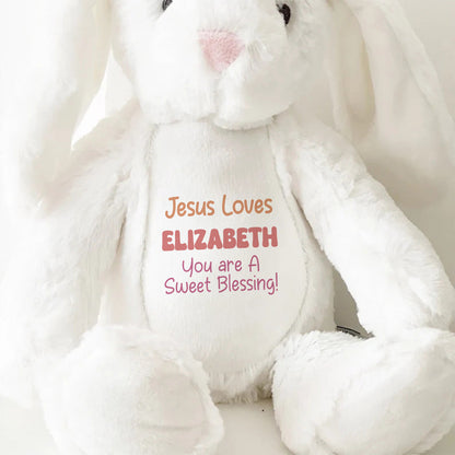 Jesus Loves Me - Personalized Stuffed Bunny