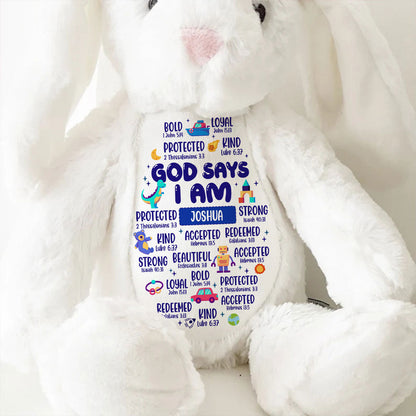 God Says I Am | Personalized Stuffed Bunny