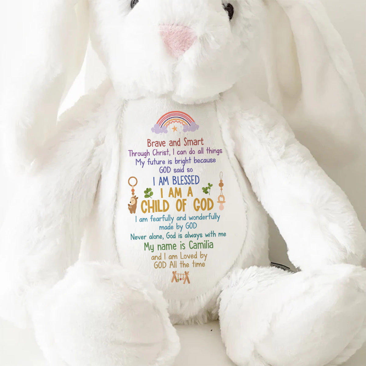 I Can Do All Things Through Christ - Personalized Stuffed Bunny