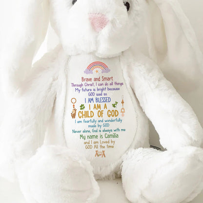 I Can Do All Things Through Christ - Personalized Stuffed Bunny