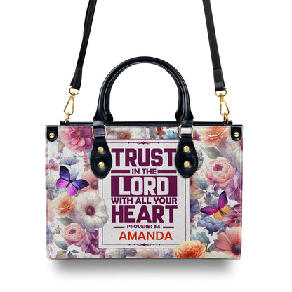 Jesuspirit | Personalized Leather Handbag With Zipper | Trust In The Lord LHBM781