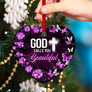 Lovely Butterfly Ceramic Heart Ornament - God Calls You Beautiful AA110